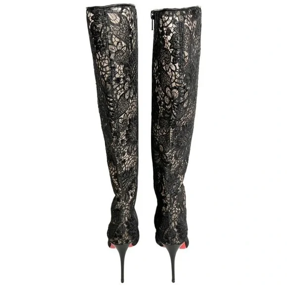 Christian Louboutin Tennissima Lace Knee High Boots 39 - Picture 4 of 8